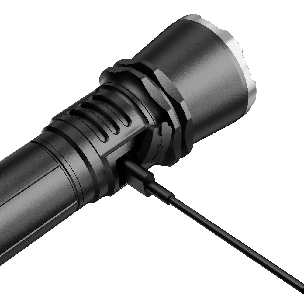 Rechargeable 2200 lumen tactical flashlight with strobe mode for emergencies