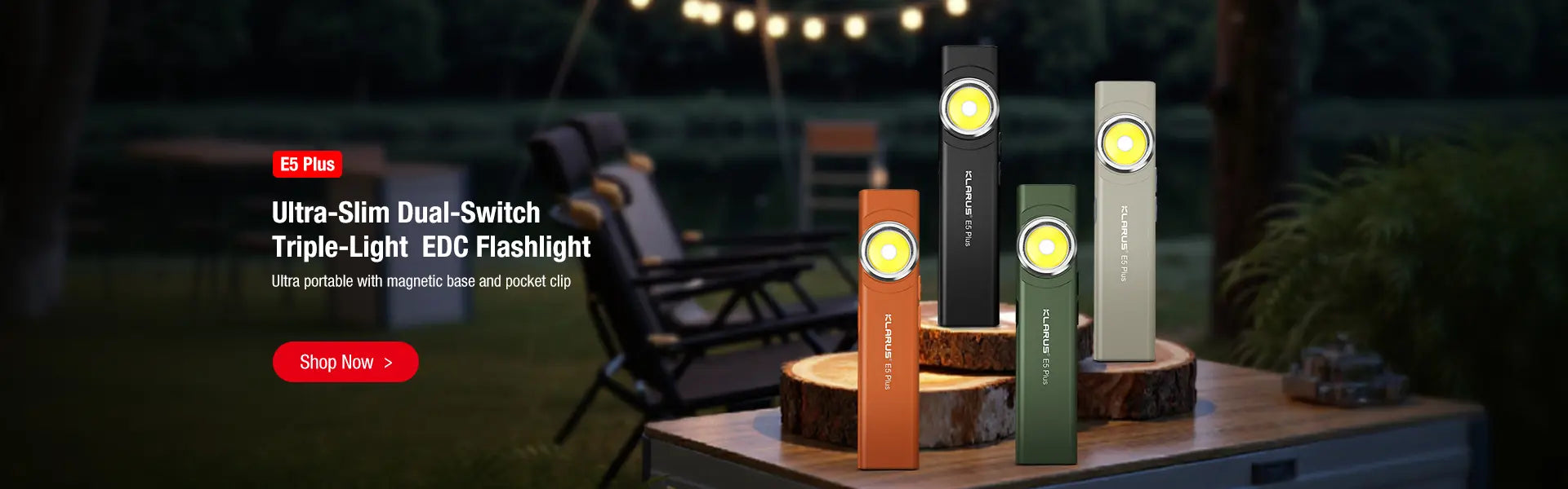 KLARUS E5 Plus Ultra Slim Dual-Switch Triple Lights Magnetic EDC Flashlight