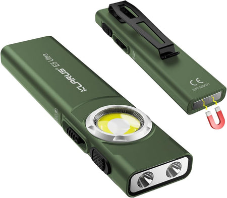 klarus E5 Ultra Pocket Flashlight: 850 Lumens EDC Flash Light Ultra-Thin, USB Rechargeable with Magnetic Tail & Clip, Bright Small Light for Hiking Camping