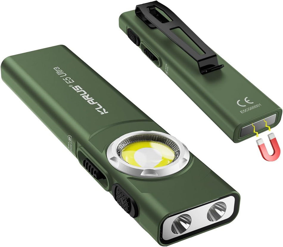 klarus E5 Ultra Pocket Flashlight: 850 Lumens EDC Flash Light Ultra-Thin, USB Rechargeable with Magnetic Tail & Clip, Bright Small Light for Hiking Camping